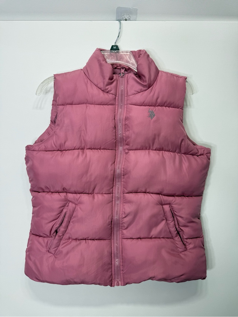 U.S. Polo Assn. Pink Women's Puffer Vest Size Medium Full Zipper Quilted - Picture 6 of 16